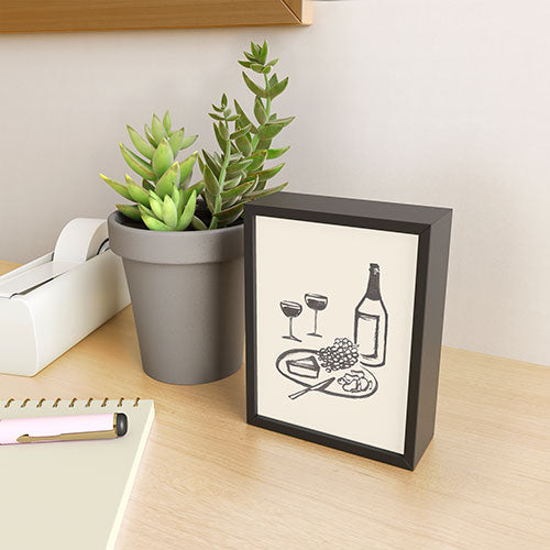 Intemporalis Wine and Cheese Aperitivo BW Framed Mini Art Print
