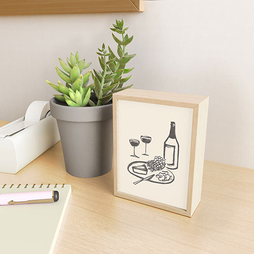 Intemporalis Wine and Cheese Aperitivo BW Framed Mini Art Print
