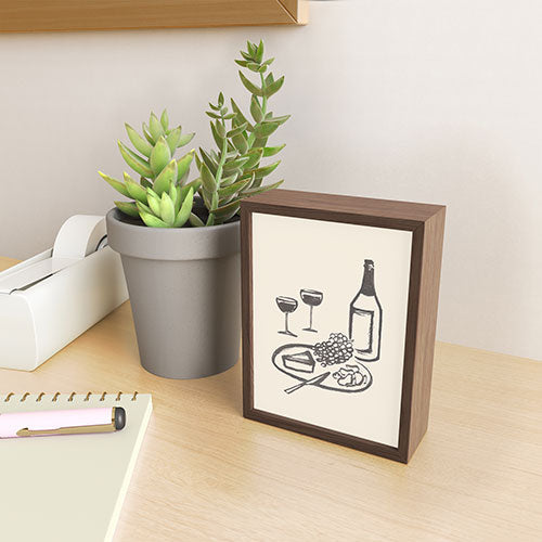 Intemporalis Wine and Cheese Aperitivo BW Framed Mini Art Print