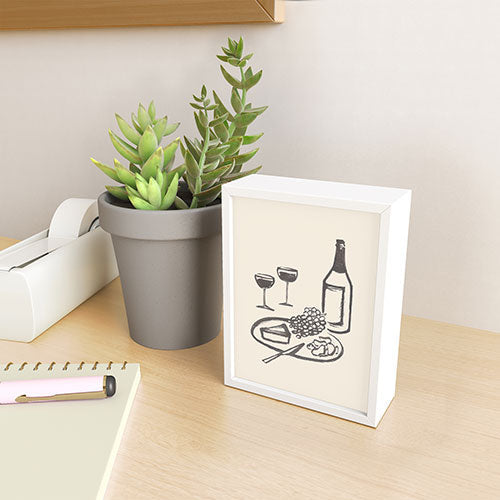 Intemporalis Wine and Cheese Aperitivo BW Framed Mini Art Print