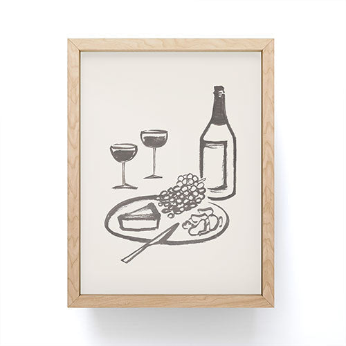 Intemporalis Wine and Cheese Aperitivo BW Framed Mini Art Print
