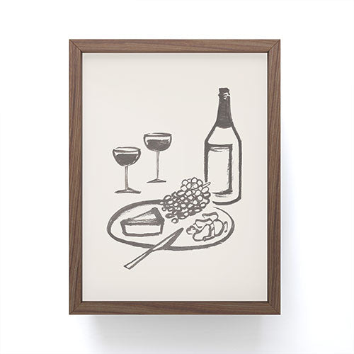 Intemporalis Wine and Cheese Aperitivo BW Framed Mini Art Print