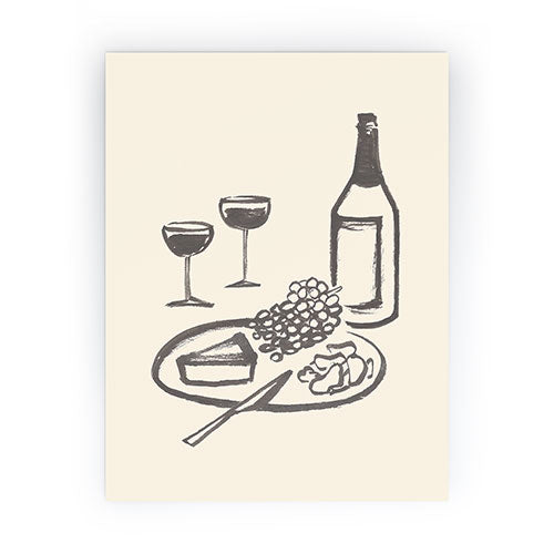 Intemporalis Wine and Cheese Aperitivo BW Mini Art Print