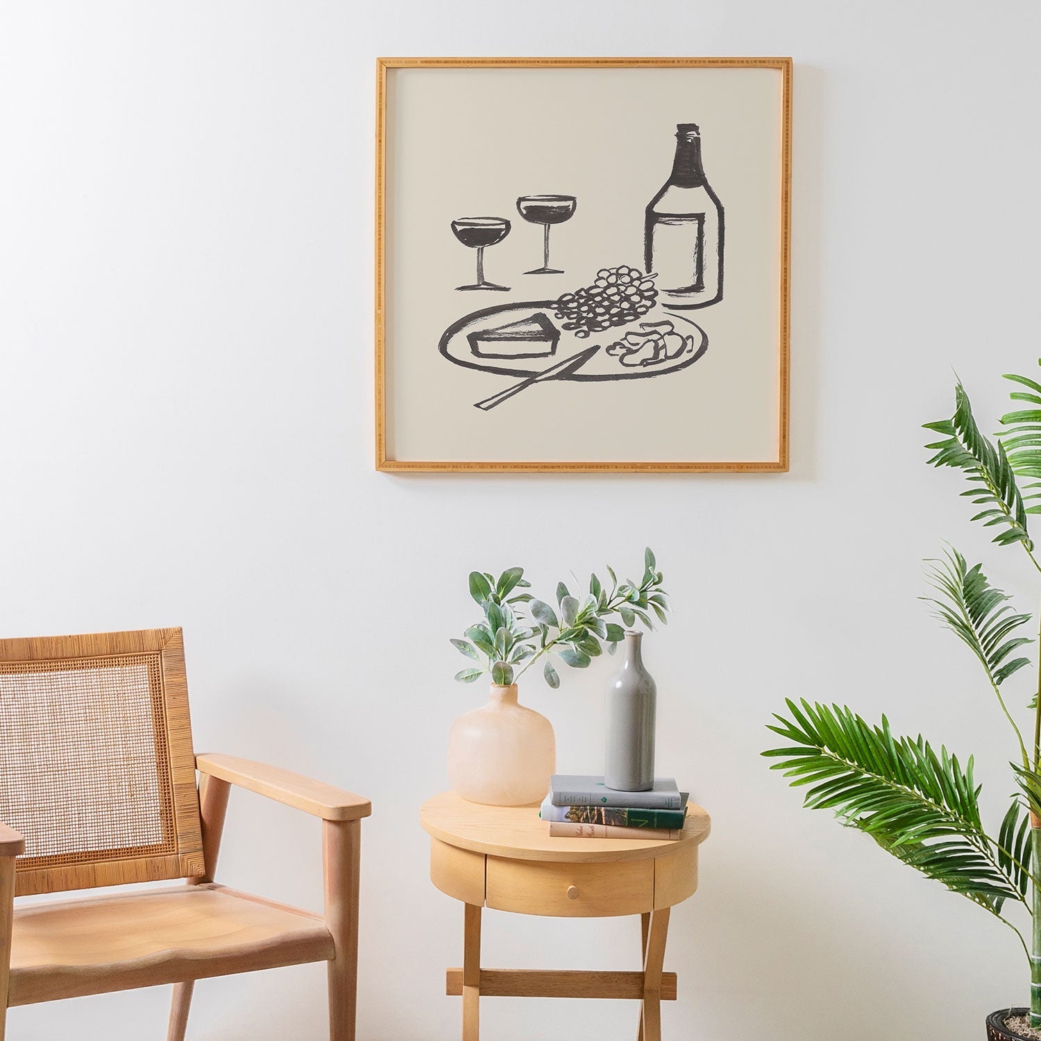 Intemporalis Wine and Cheese Aperitivo BW Framed Wall Art