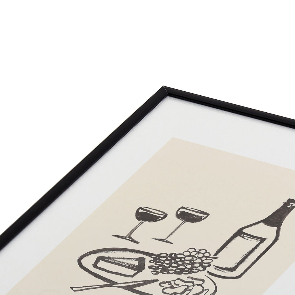 Intemporalis Wine and Cheese Aperitivo BW Metal Framed Art Print