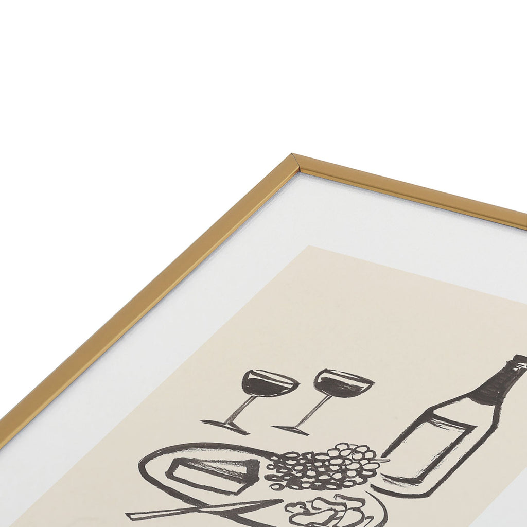 Intemporalis Wine and Cheese Aperitivo BW Metal Framed Art Print