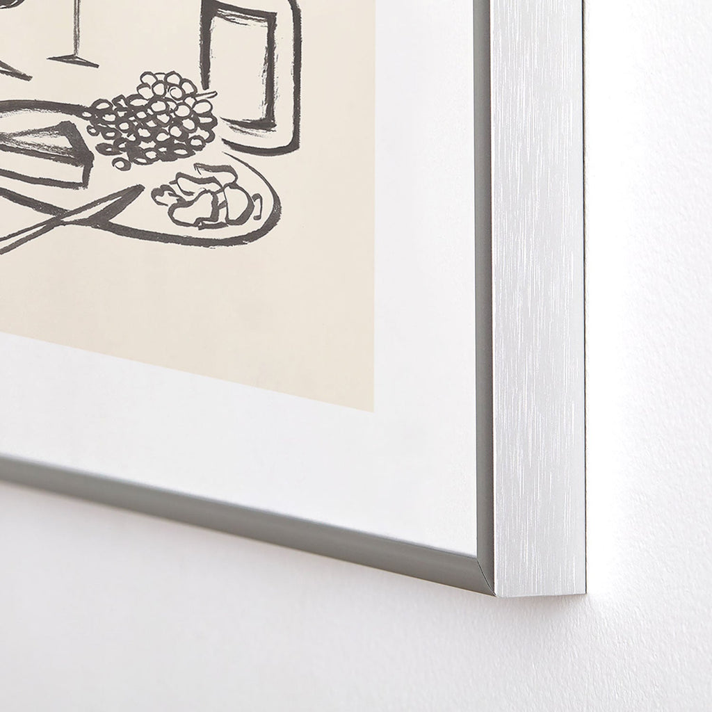 Intemporalis Wine and Cheese Aperitivo BW Metal Framed Art Print