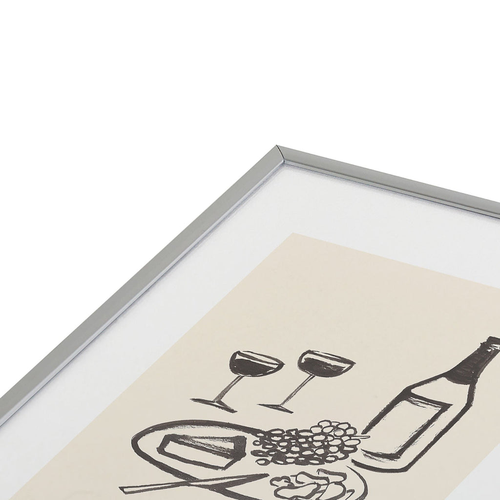 Intemporalis Wine and Cheese Aperitivo BW Metal Framed Art Print