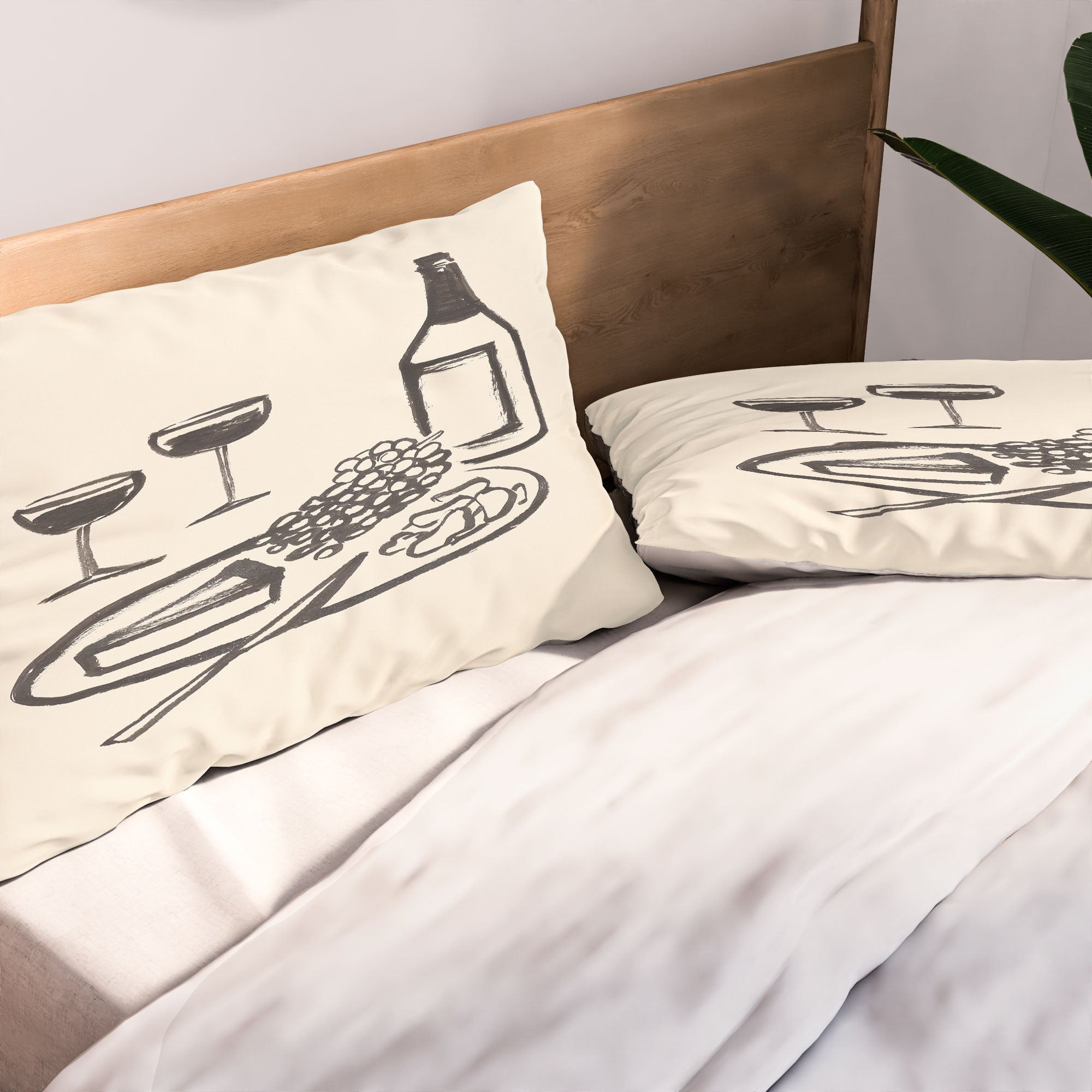 Intemporalis Wine and Cheese Aperitivo BW Pillow Shams