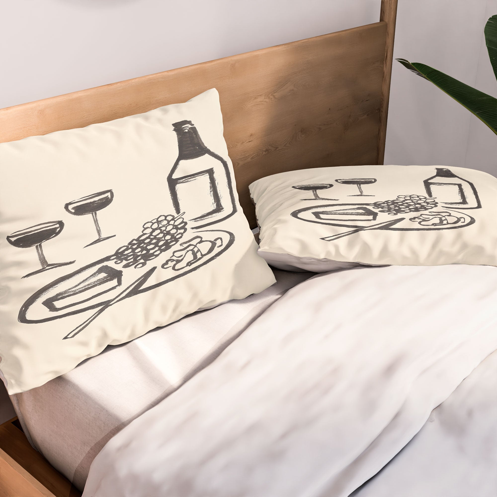 Intemporalis Wine and Cheese Aperitivo BW Pillow Shams