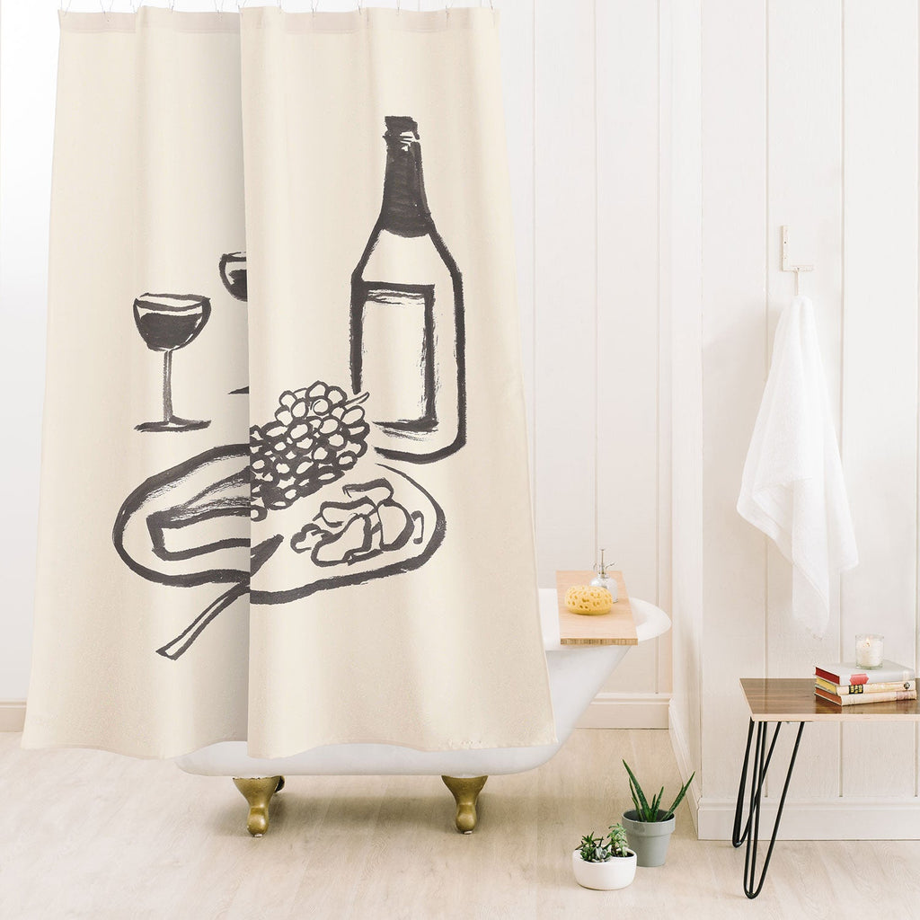 Intemporalis Wine and Cheese Aperitivo BW Shower Curtain