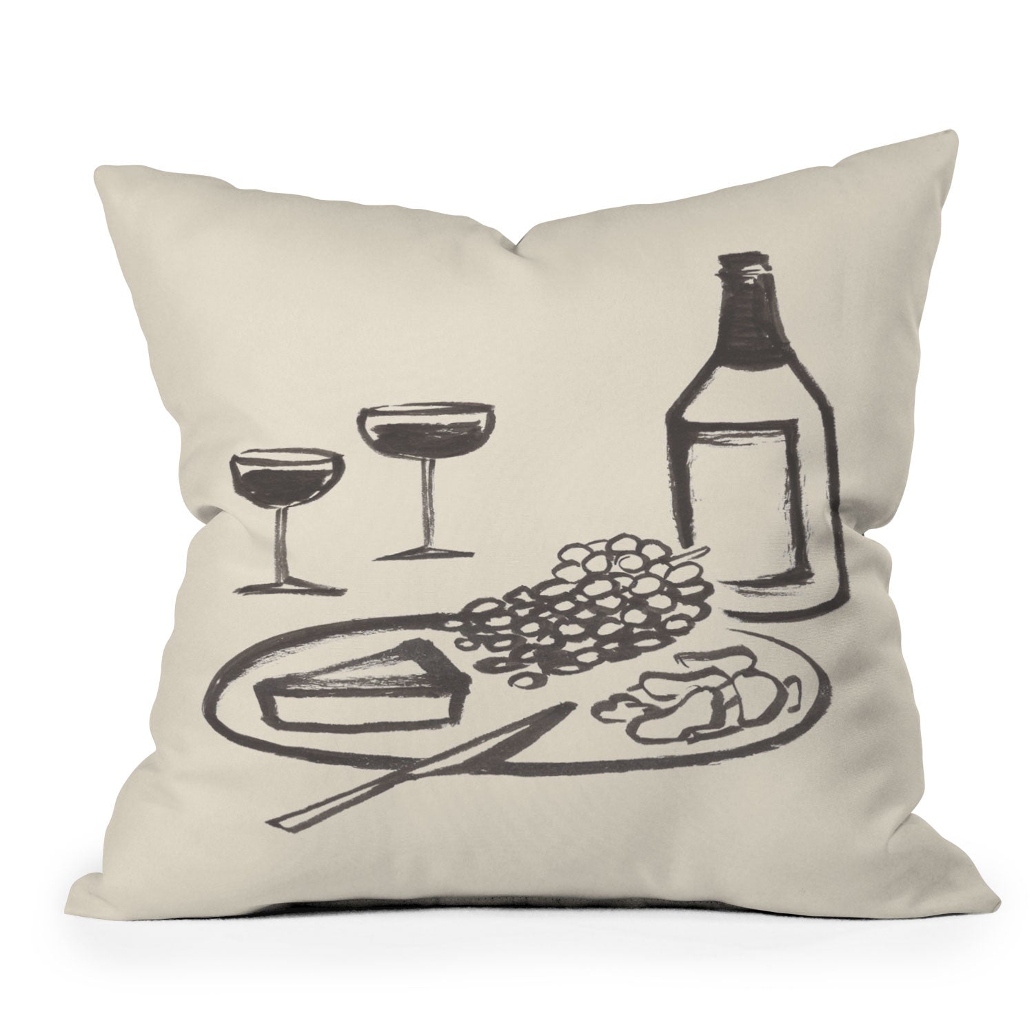 Intemporalis Wine and Cheese Aperitivo BW Throw Pillow