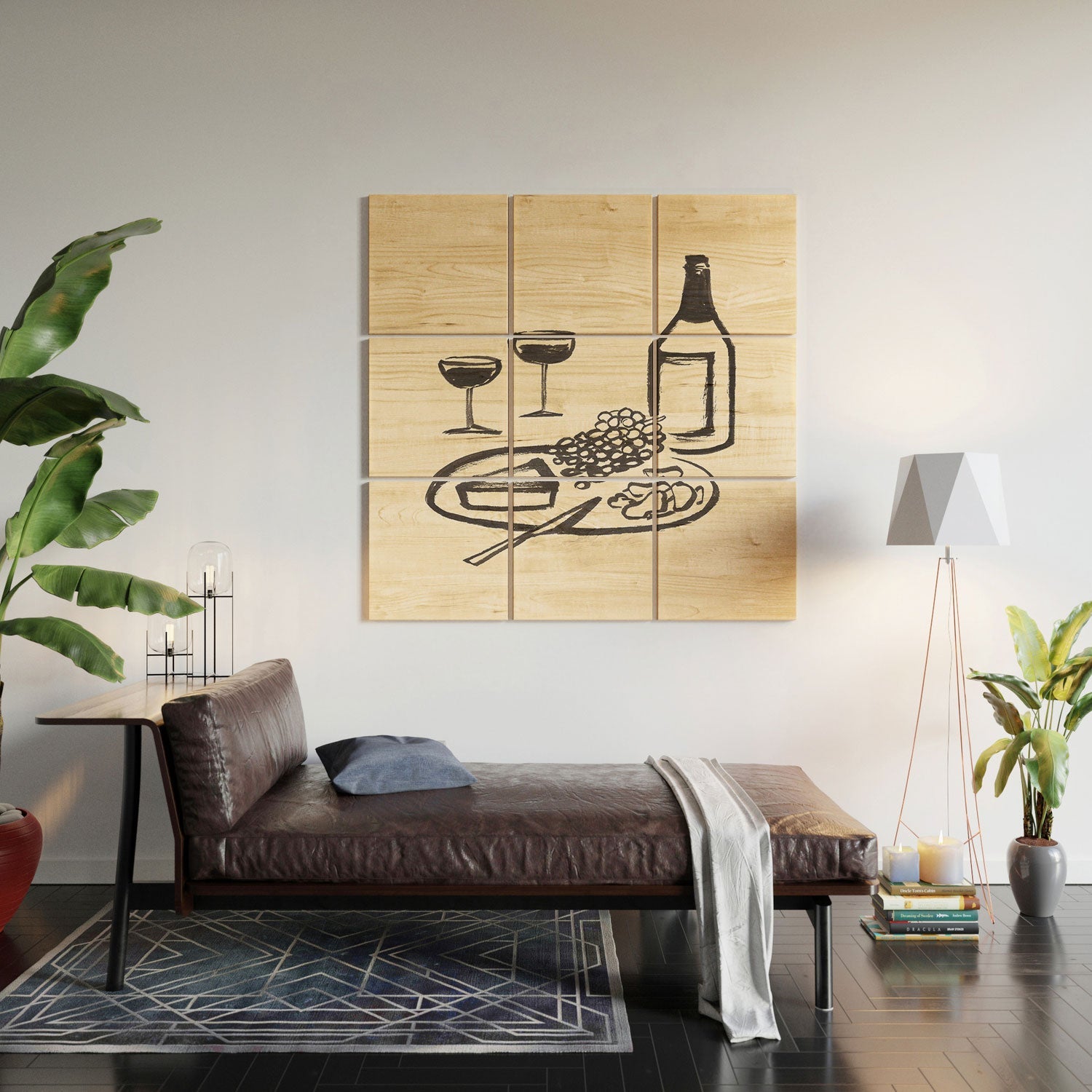 Intemporalis Wine and Cheese Aperitivo BW Wood Wall Mural