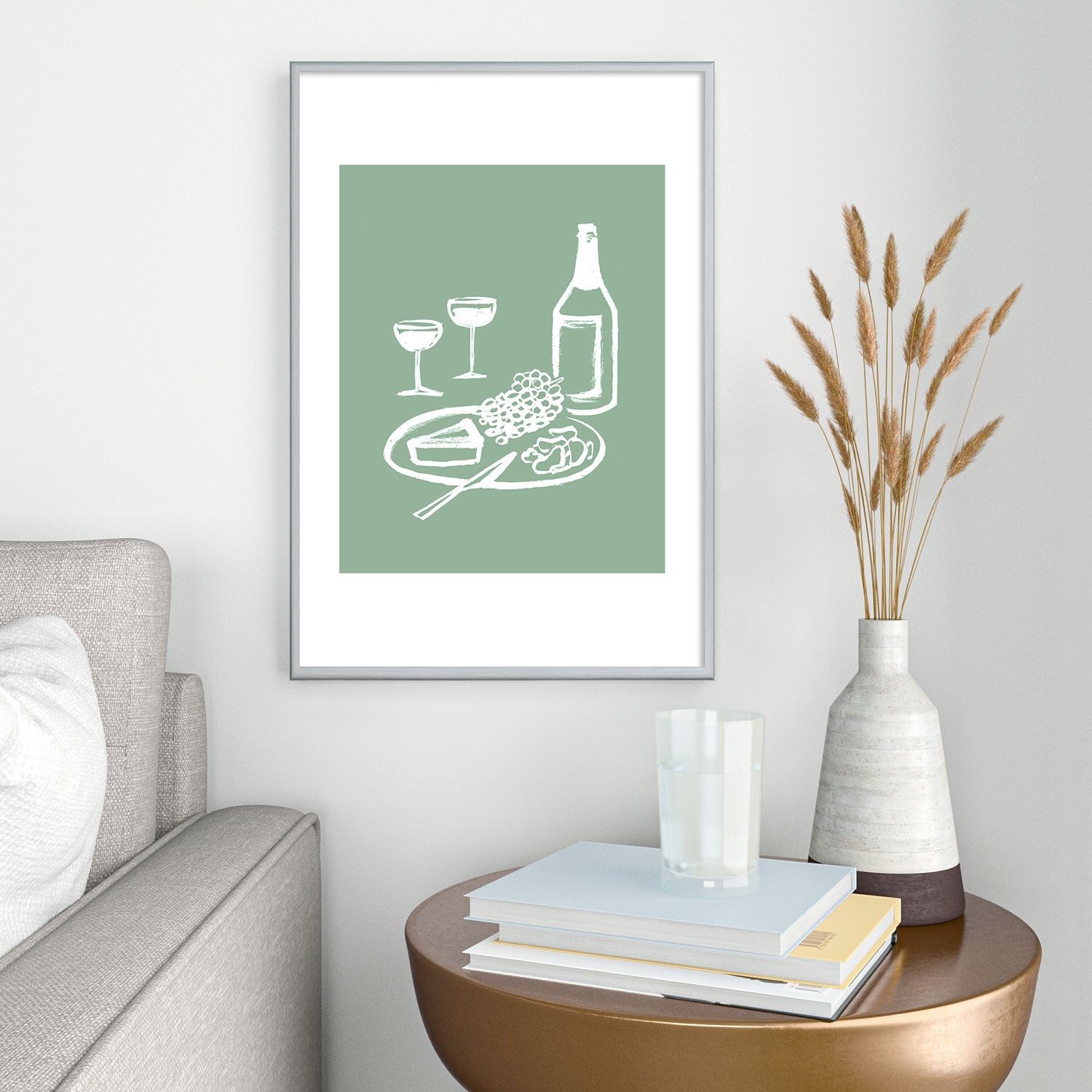 Intemporalis Wine and Cheese Aperitivo Metal Framed Art Print