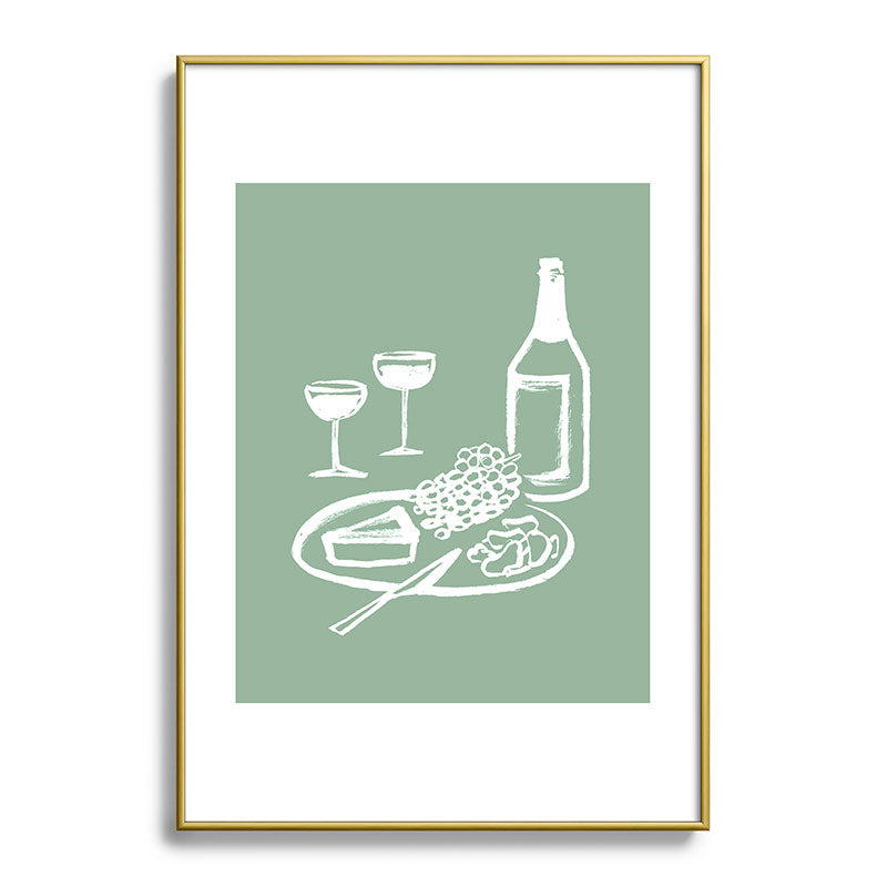 Intemporalis Wine and Cheese Aperitivo Metal Framed Art Print