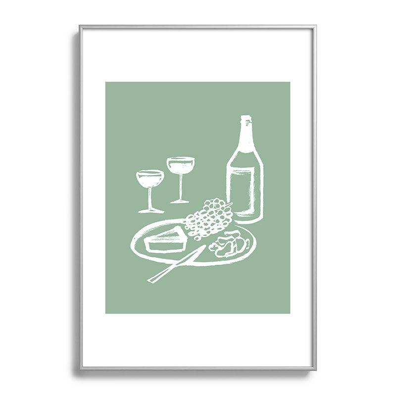 Intemporalis Wine and Cheese Aperitivo Metal Framed Art Print