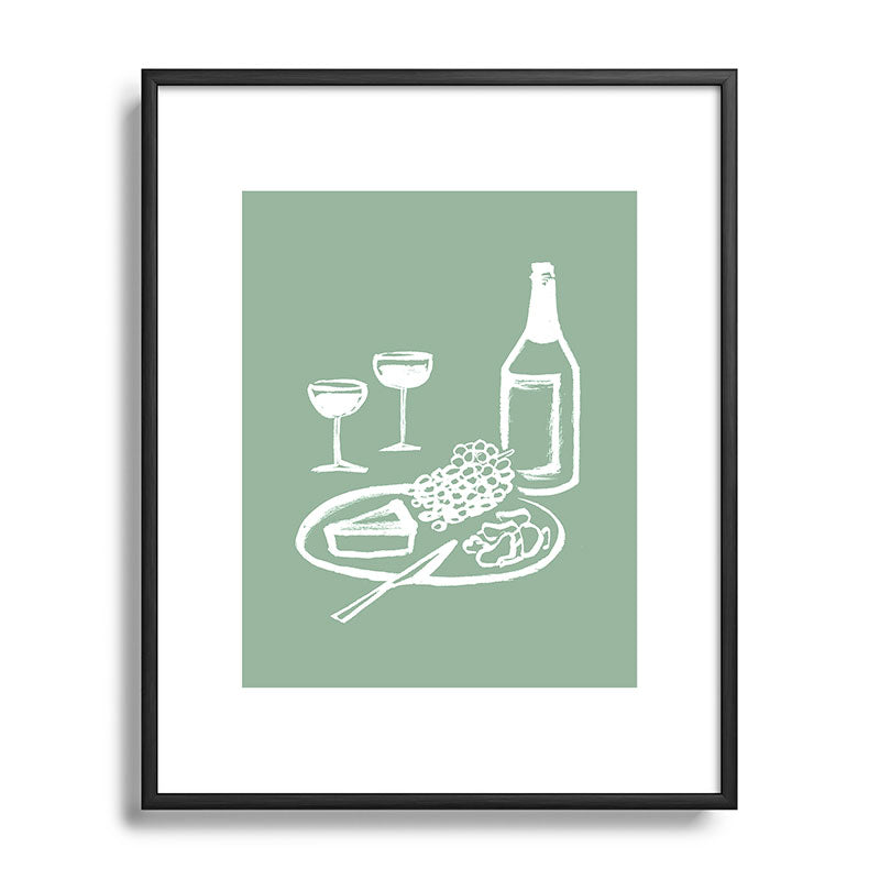 Intemporalis Wine and Cheese Aperitivo Metal Framed Art Print