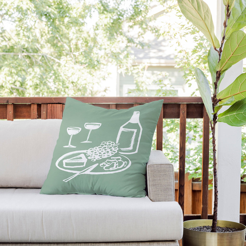 Intemporalis Wine and Cheese Aperitivo Outdoor Throw Pillow