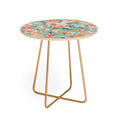 Ninola Design Botanic Retreat Floral Oleander Whimsical Teal Green Round Side Table