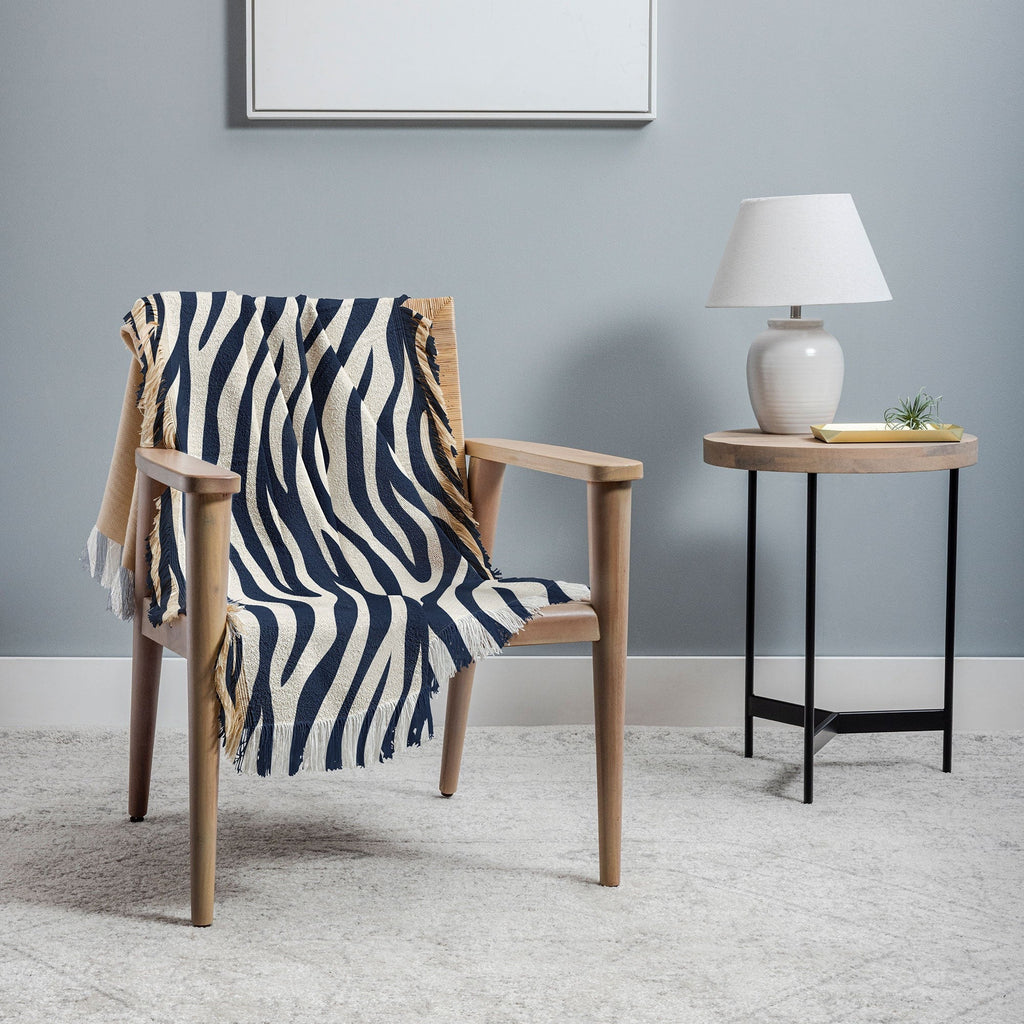 Avenie BR Navy Tiger Stripes Throw Blanket