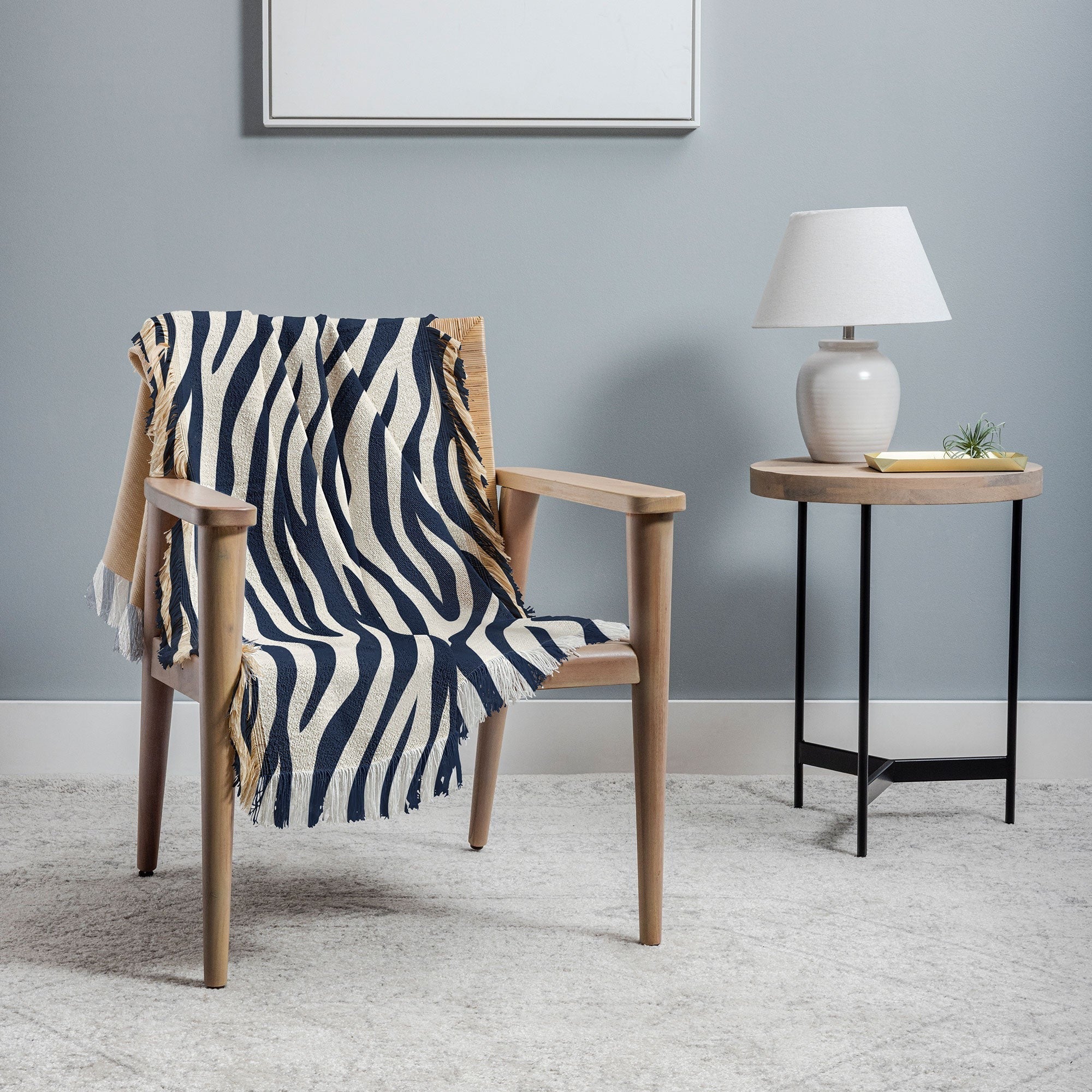 Avenie BR Navy Tiger Stripes Throw Blanket