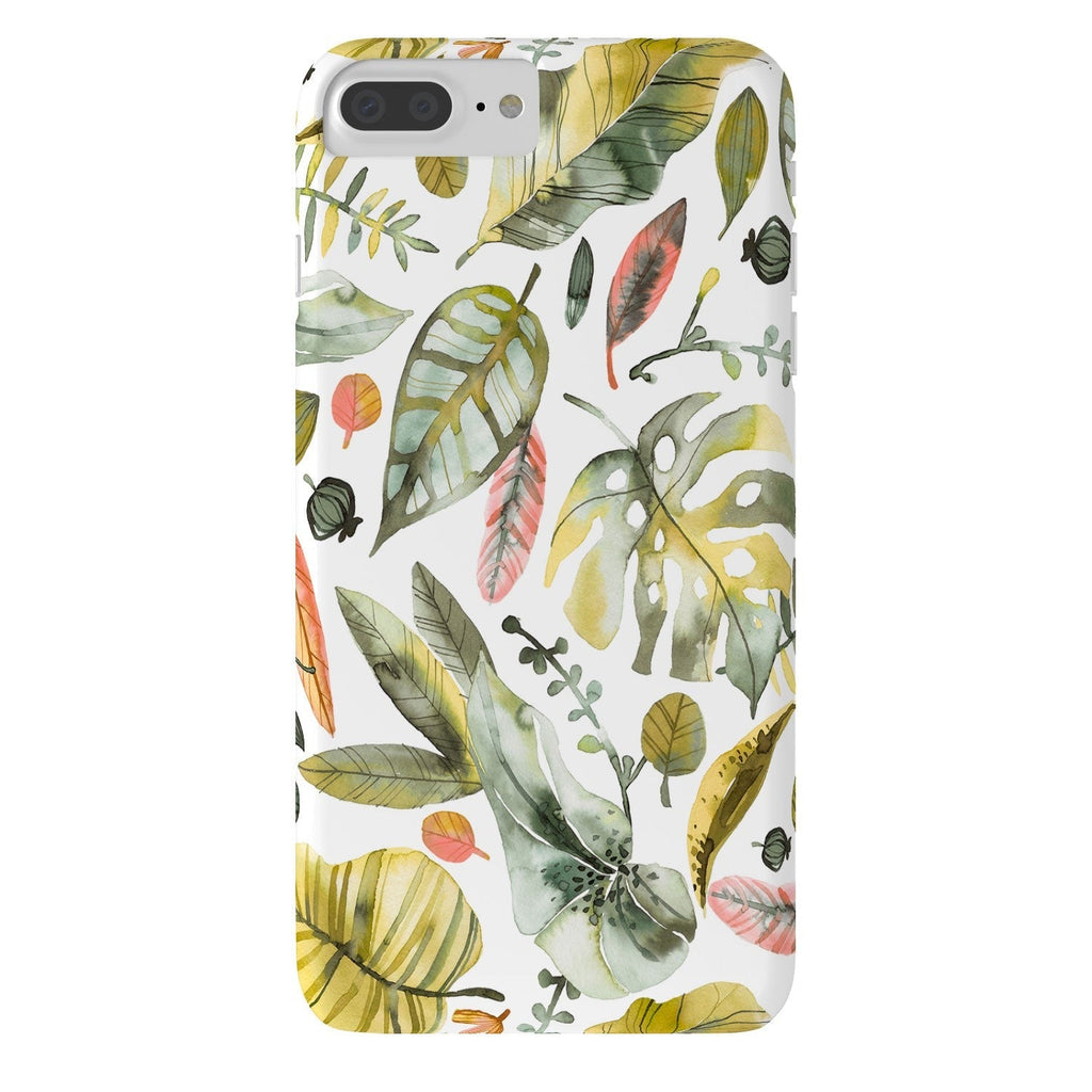 Ninola Design Botanic Retreat Tropical Jungle Leaves Botanical Green Orange Phone Case