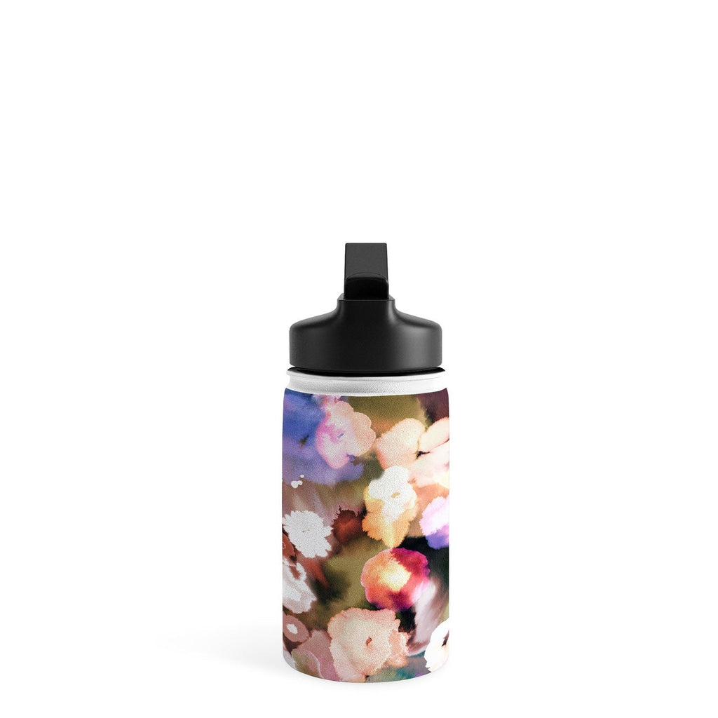 Ninola Design Botanic Retreat Ombre Abstract Watercolor Flowers Pink gold Water Bottle