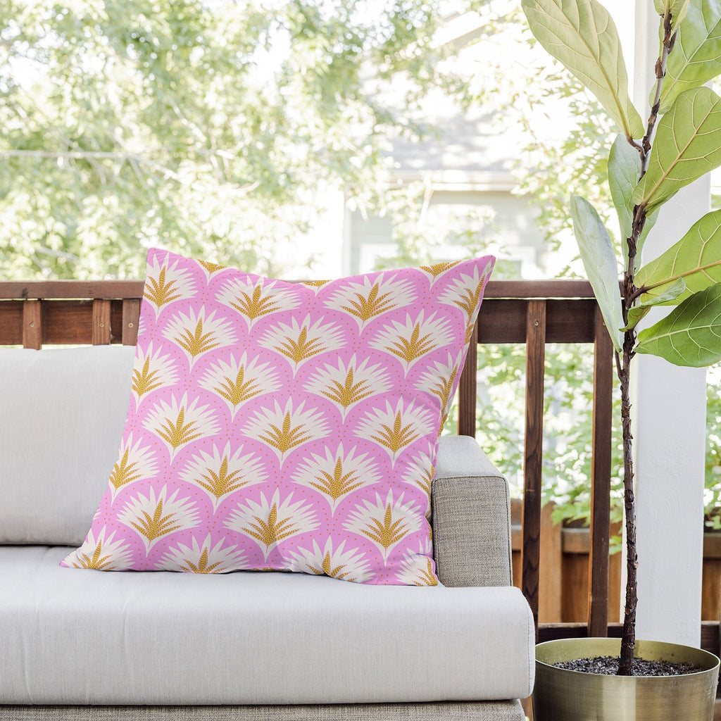 Jennifer Labre Pink Palmetto Outdoor Throw Pillow