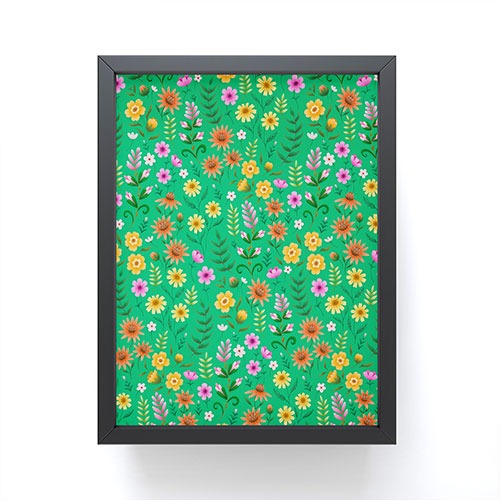 Pimlada Phuapradit Ditsy Spring Floral Green Framed Mini Art Print
