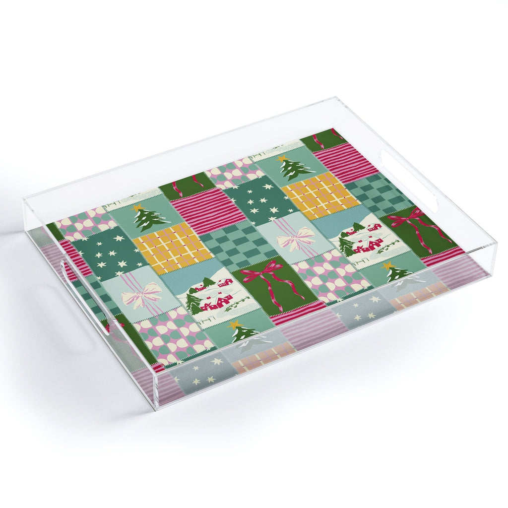LouBruzzoni Cozy Christmas Patchwork Acrylic Tray