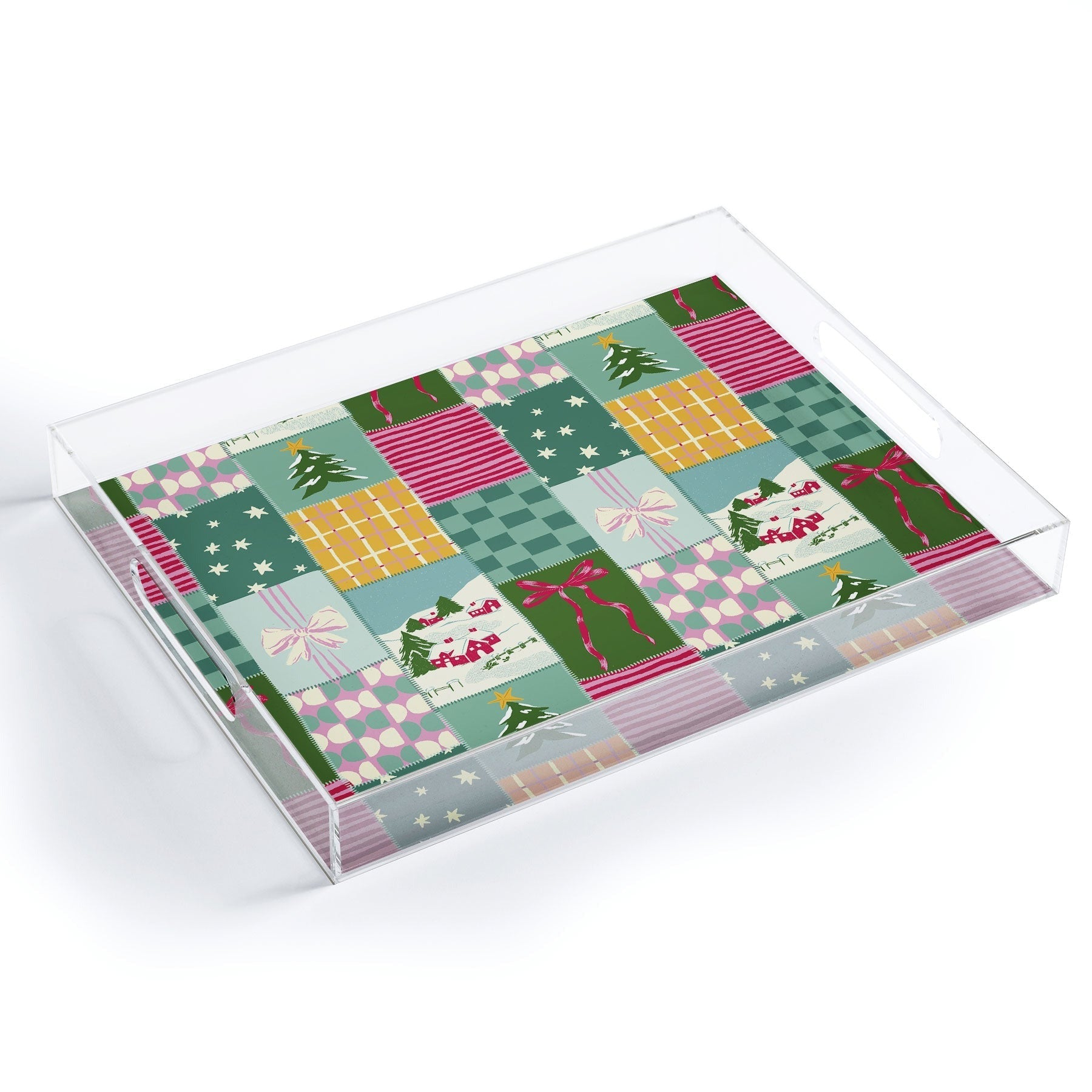 LouBruzzoni Cozy Christmas Patchwork Acrylic Tray