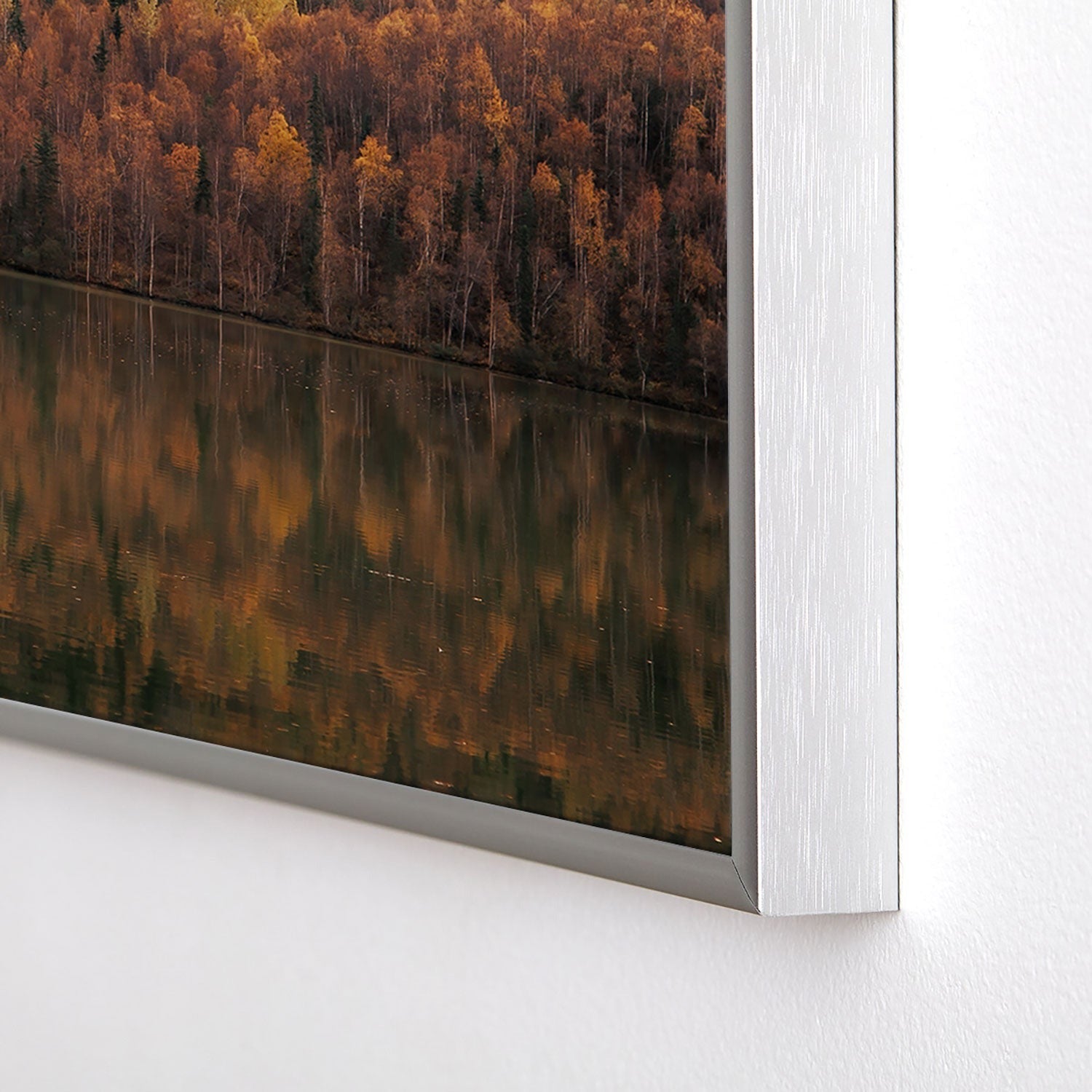 Hannah Kemp Fall Lake Square Metal Framed Art Print