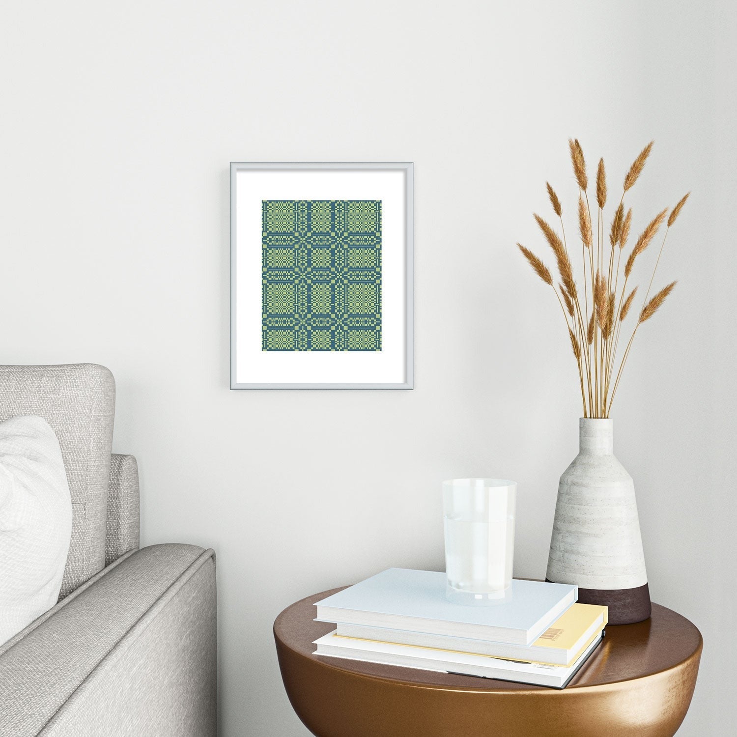 Marta Barragan Camarasa Nostalgic Grid Design Metal Framed Art Print