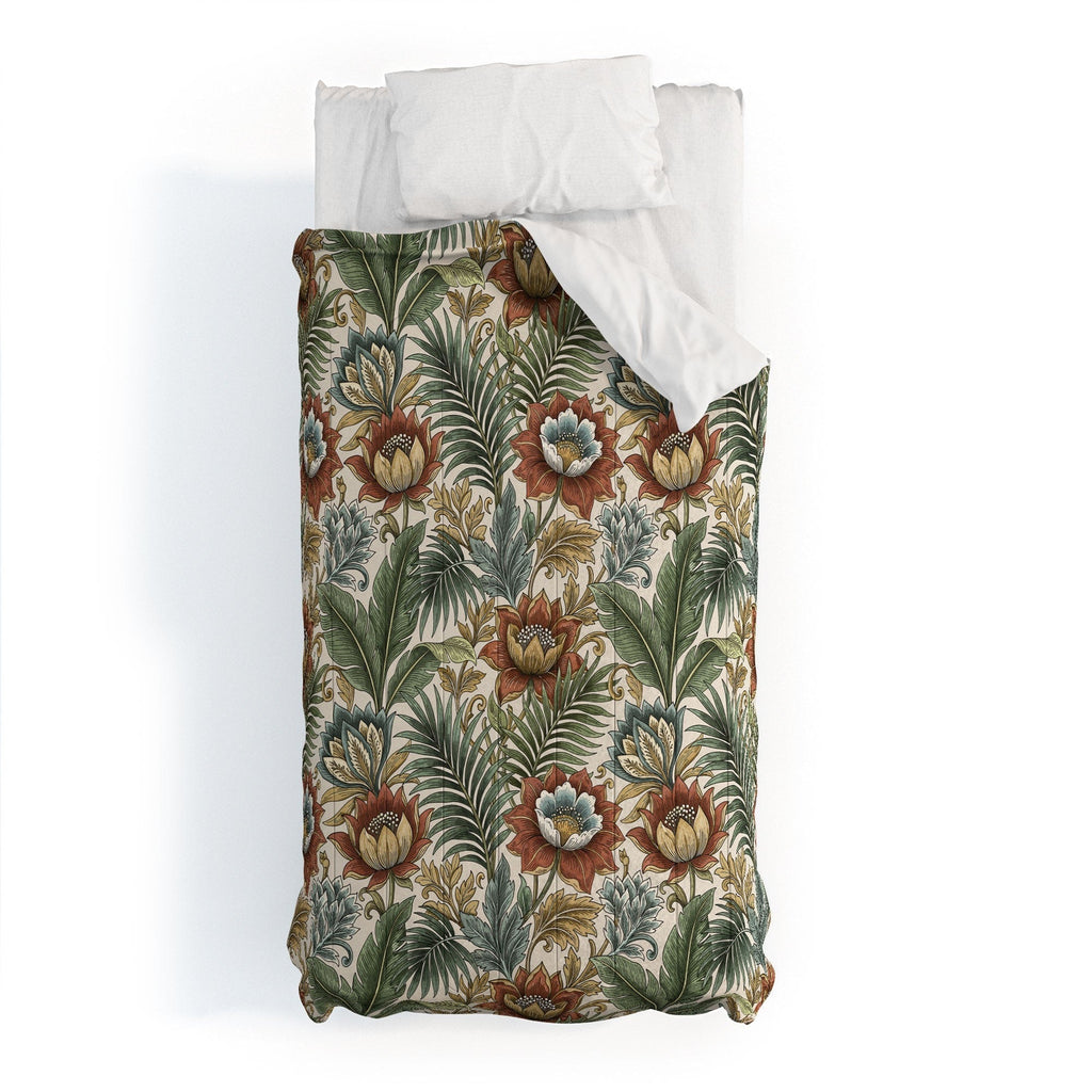 Marta Barragan Camarasa Retro Jungle Garden Comforter