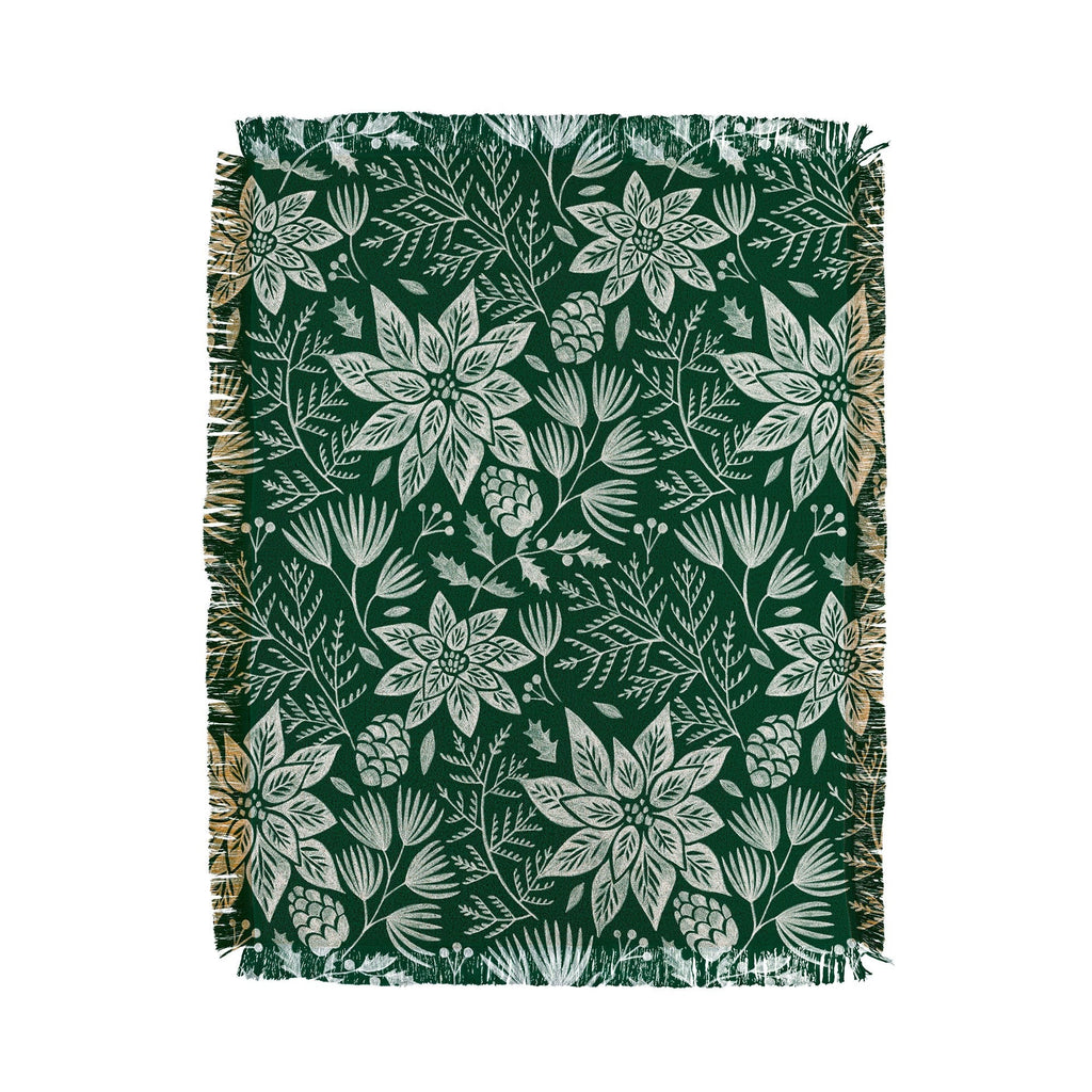 Pimlada Phuapradit Christmas Poinsettia Throw Blanket