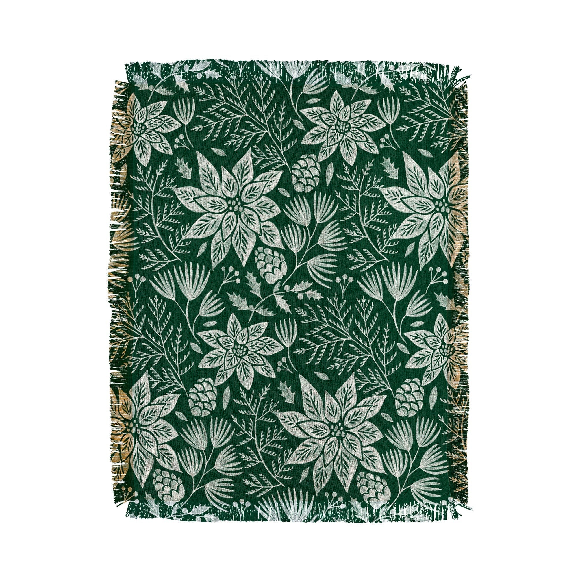 Pimlada Phuapradit Christmas Poinsettia Throw Blanket