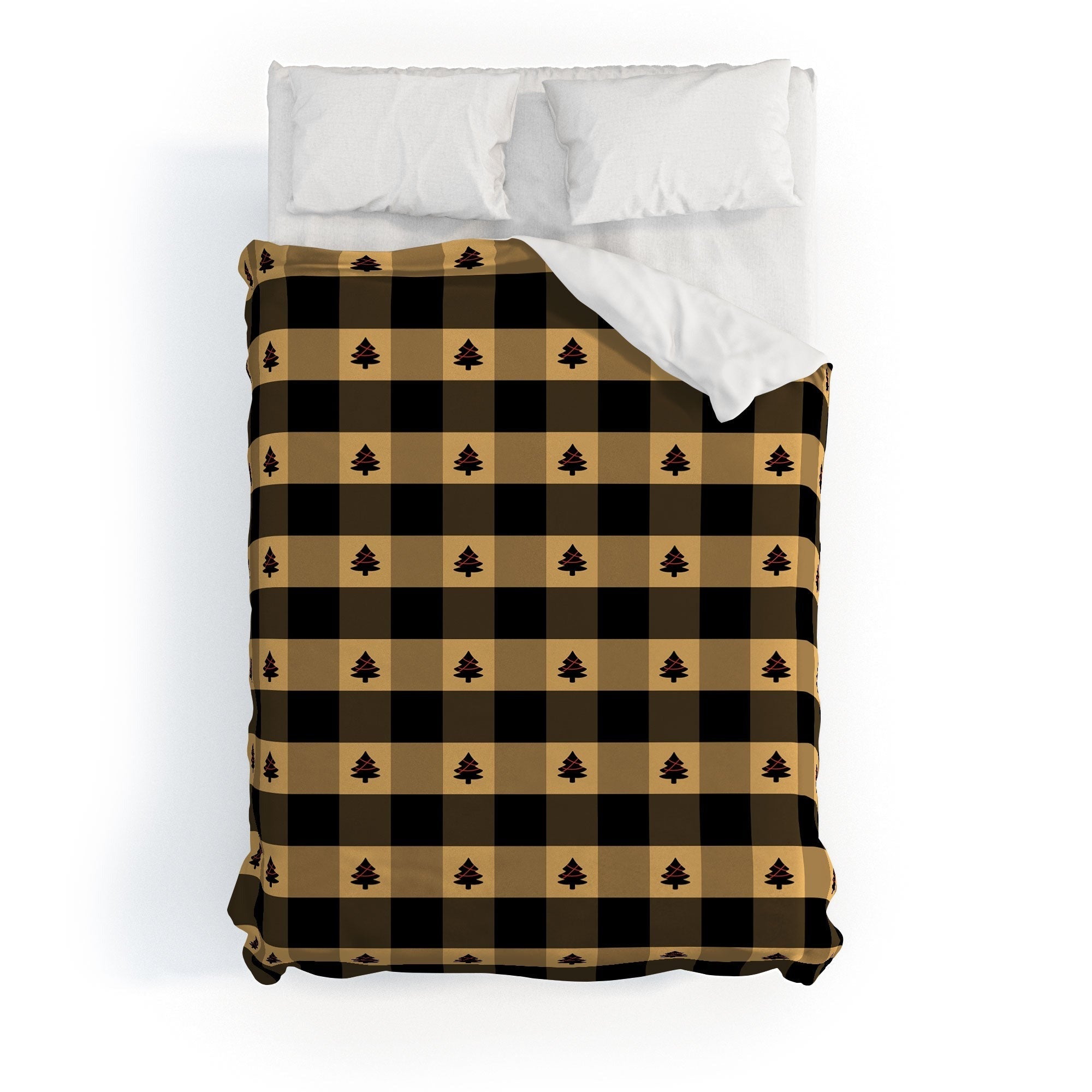 Design by Spark Black Gold Tree Tree Gingham Duvet Cover