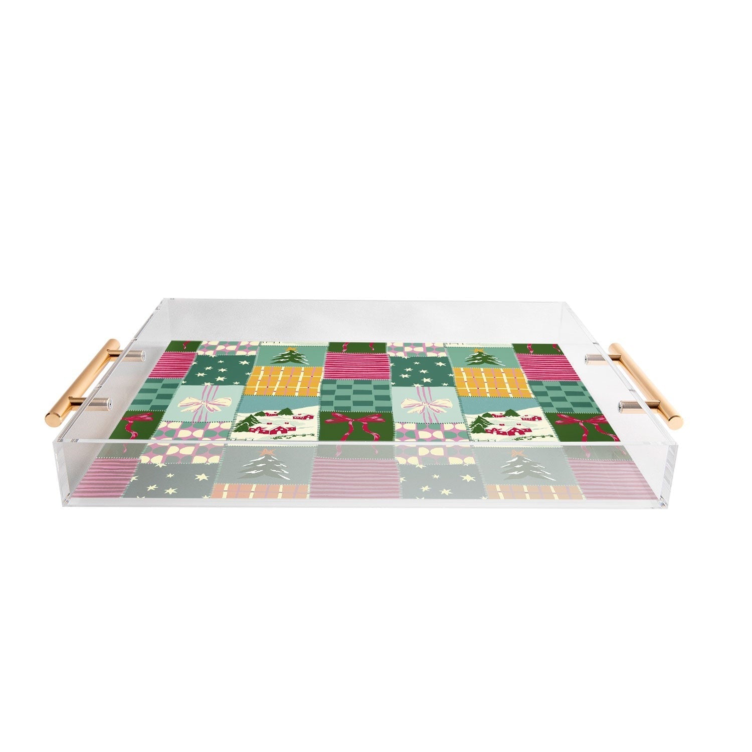 LouBruzzoni Cozy Christmas Patchwork Acrylic Tray