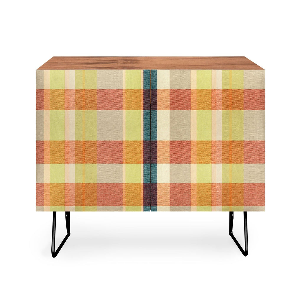 Marta Barragan Camarasa Retro Picnic Plaid Warm Tones Credenza