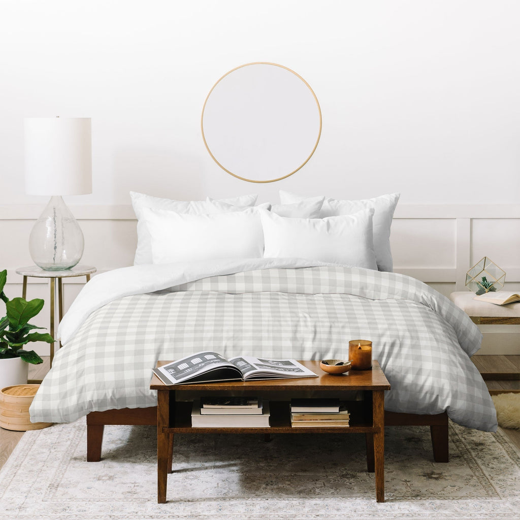Colour Poems Gingham Plaid Pattern Cloud White Duvet Cover