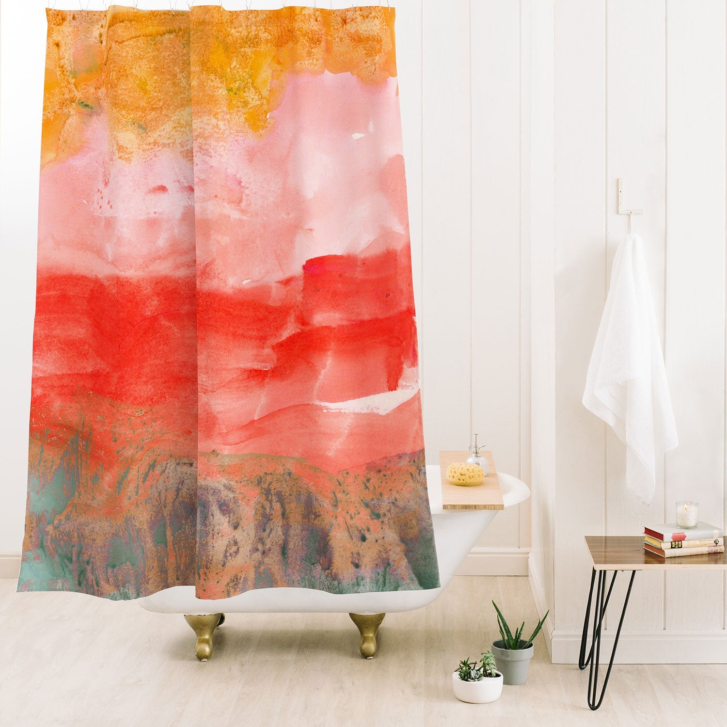 Iris Lehnhardt coral horizon Shower Curtain