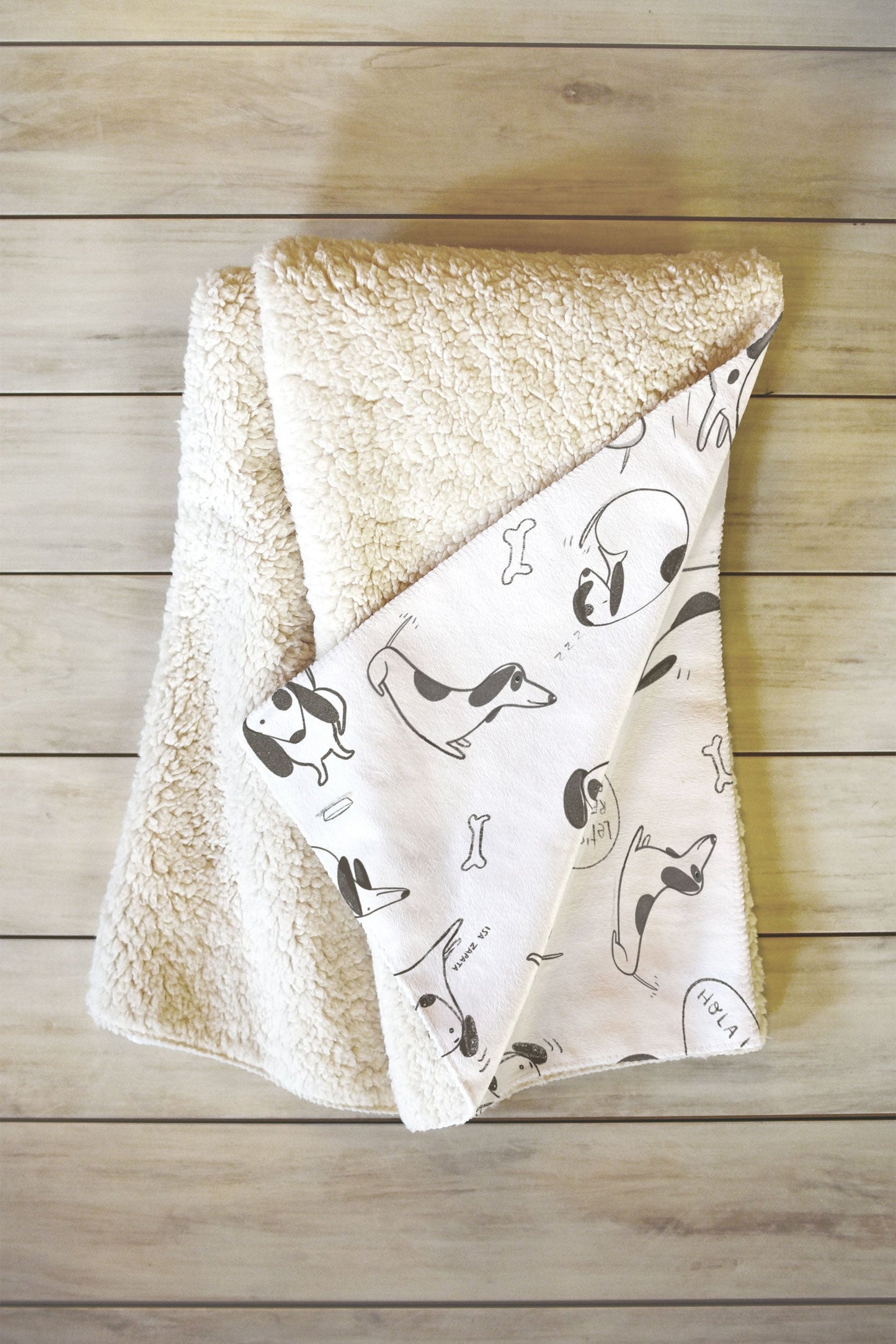 Isa Zapata Doxie Fleece Throw Blanket