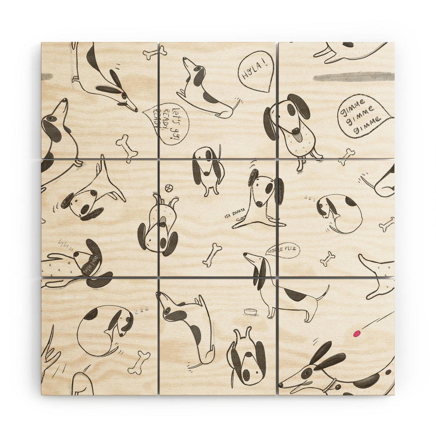 Isa Zapata Doxie Wood Wall Mural