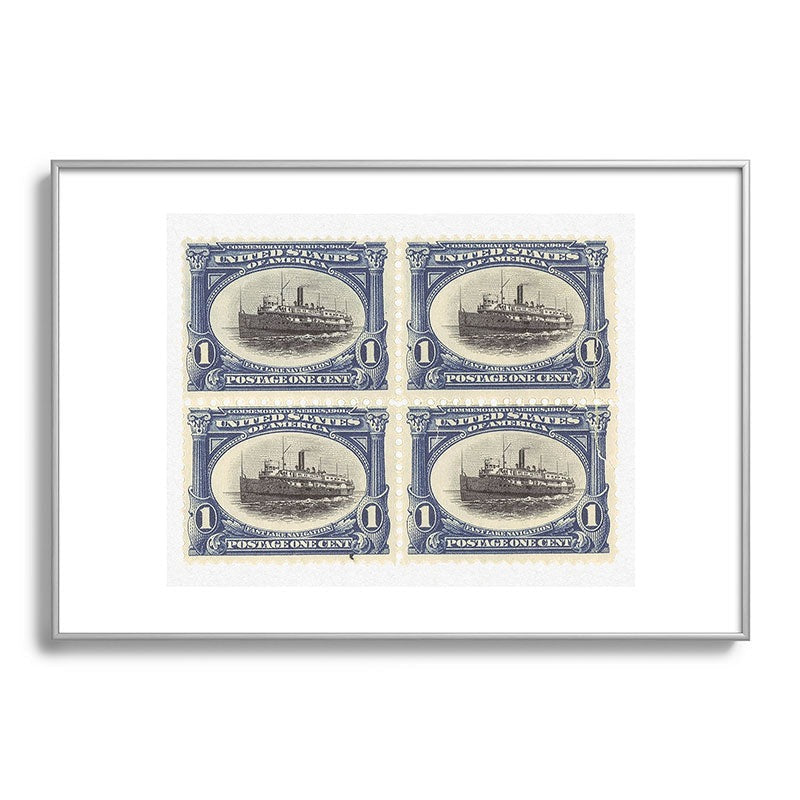 DENY Designs 1901 1c Fast Lake Navigation Stamps Metal Framed Art Print