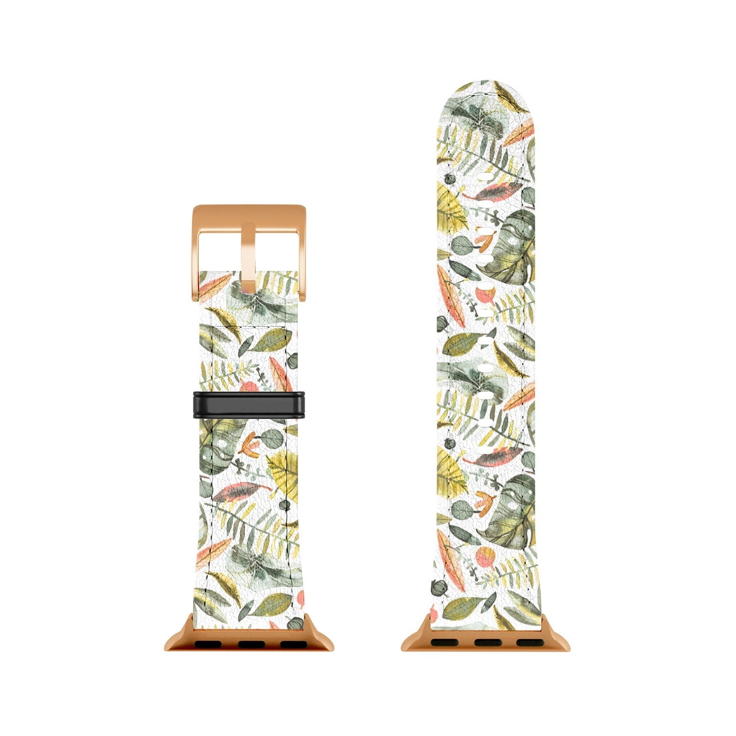 Ninola Design Botanic Retreat Tropical Jungle Leaves Botanical Green Orange Apple Watch Band