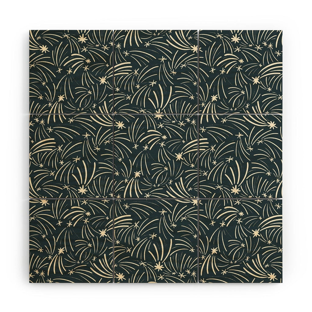 Little Om Pattern Shooting Stars blue Wood Wall Mural
