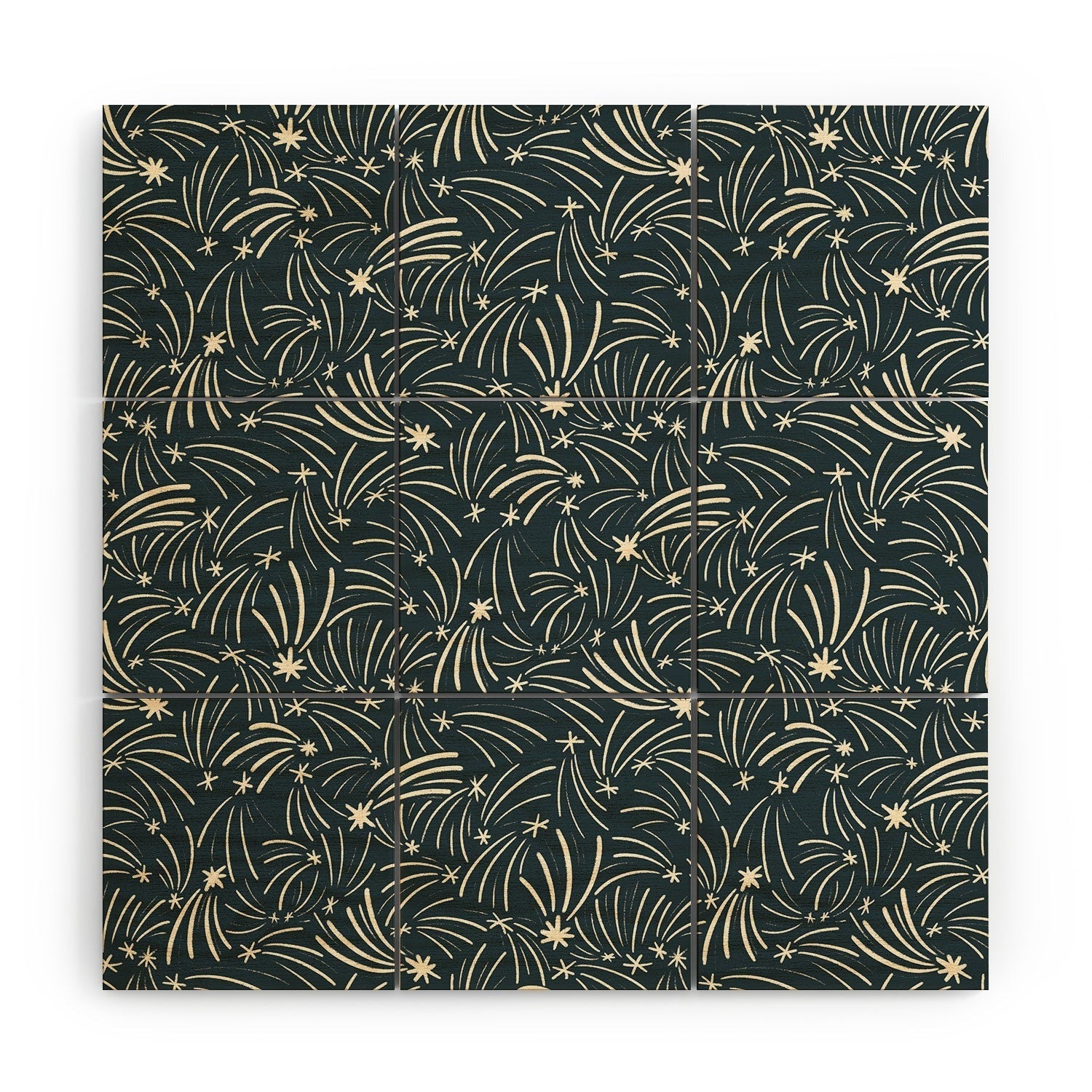Little Om Pattern Shooting Stars blue Wood Wall Mural
