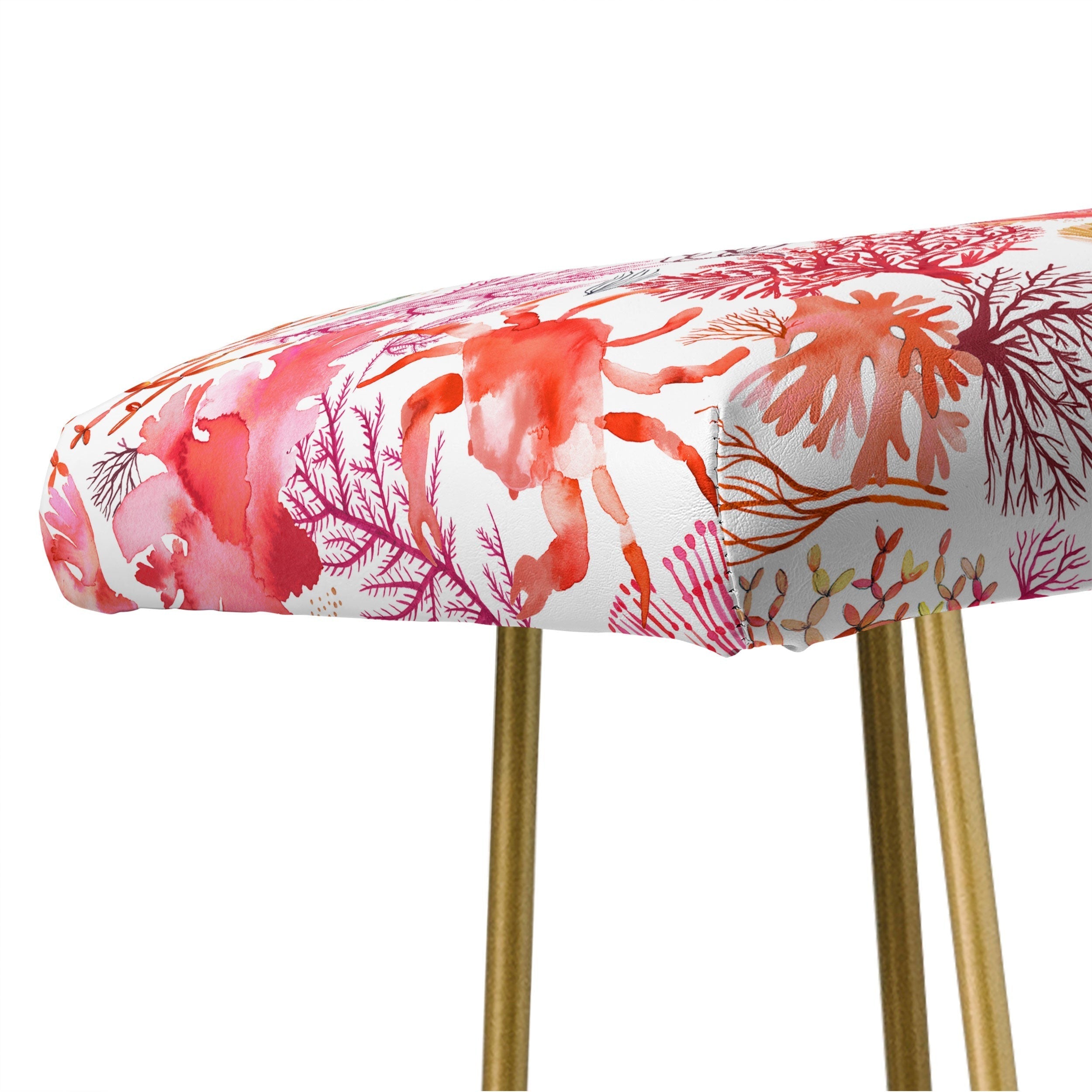 Ninola Design Botanic Retreat Coral Reef Crab Lobster Red Bench