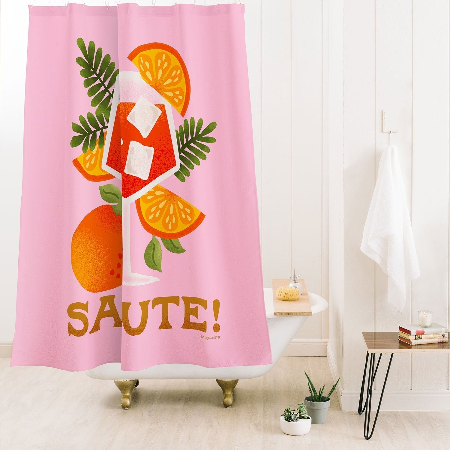 Jessica Molina Orange Spritz Shower Curtain