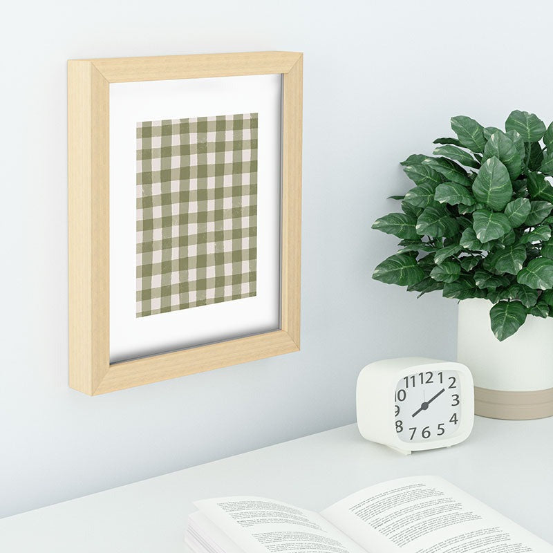 Menina Lisboa Rustic Green Plaid Recessed Framing Rectangle